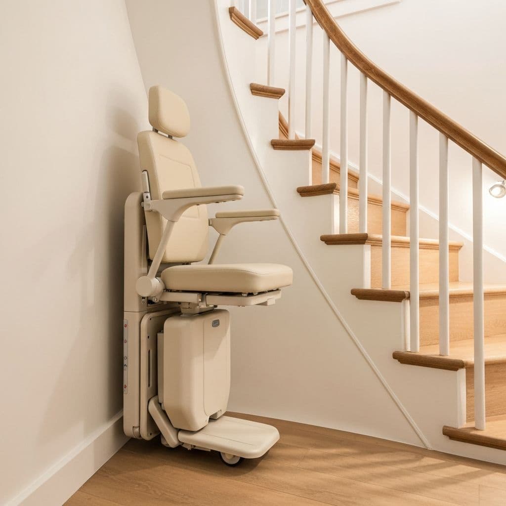 Close-up view of stairlift chair